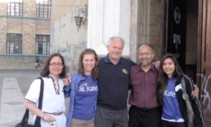 Don Neureuther with Mano a Mano co-founder Segundo Velasquez and St. Kates students and faculty during their trip to Bolivia in 2012.