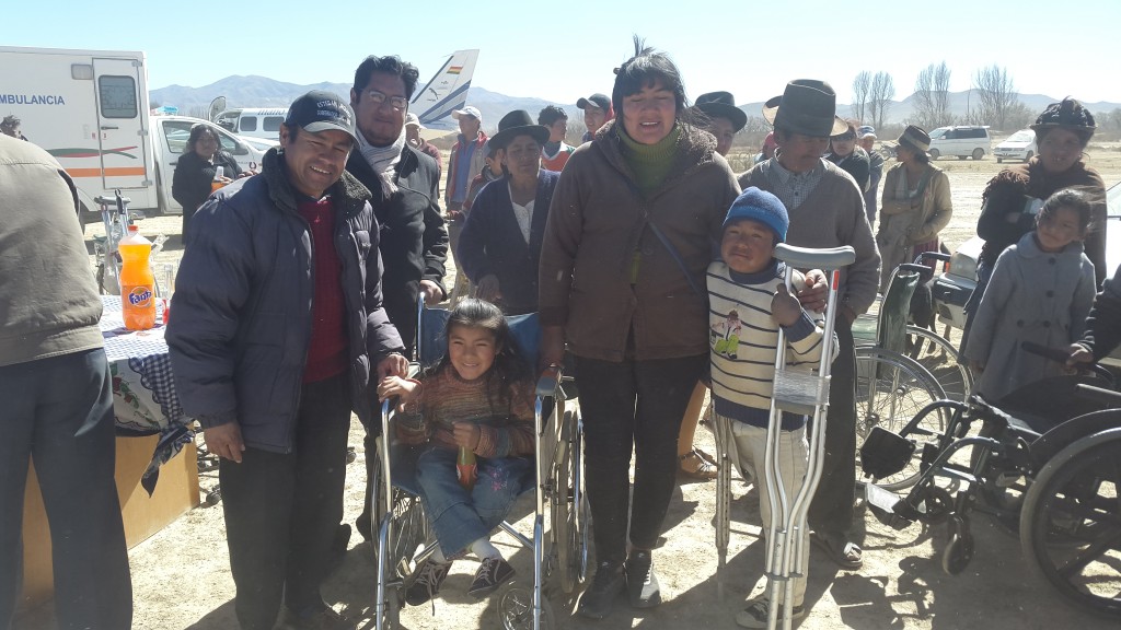 Donating wheelchairs and walkers in Culpina, July 2015. These supplies were part of our most recent shipment of 75,000 pounds in November 2014.