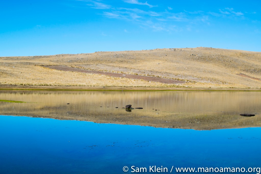 The project is composed of two reservoirs. The higher of the two, pictured here, flows into the lower.
