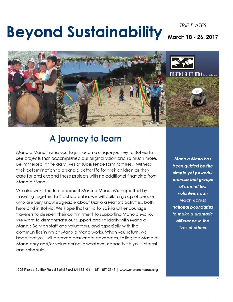 Page 1 of the trip packet. Click the link for a PDF version of the trip packet.