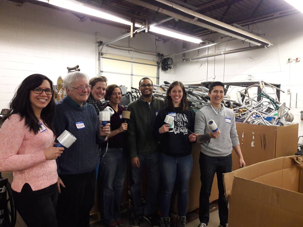 MINN volunteers at Mano a Mano sorting supplies, March 1st, 2017