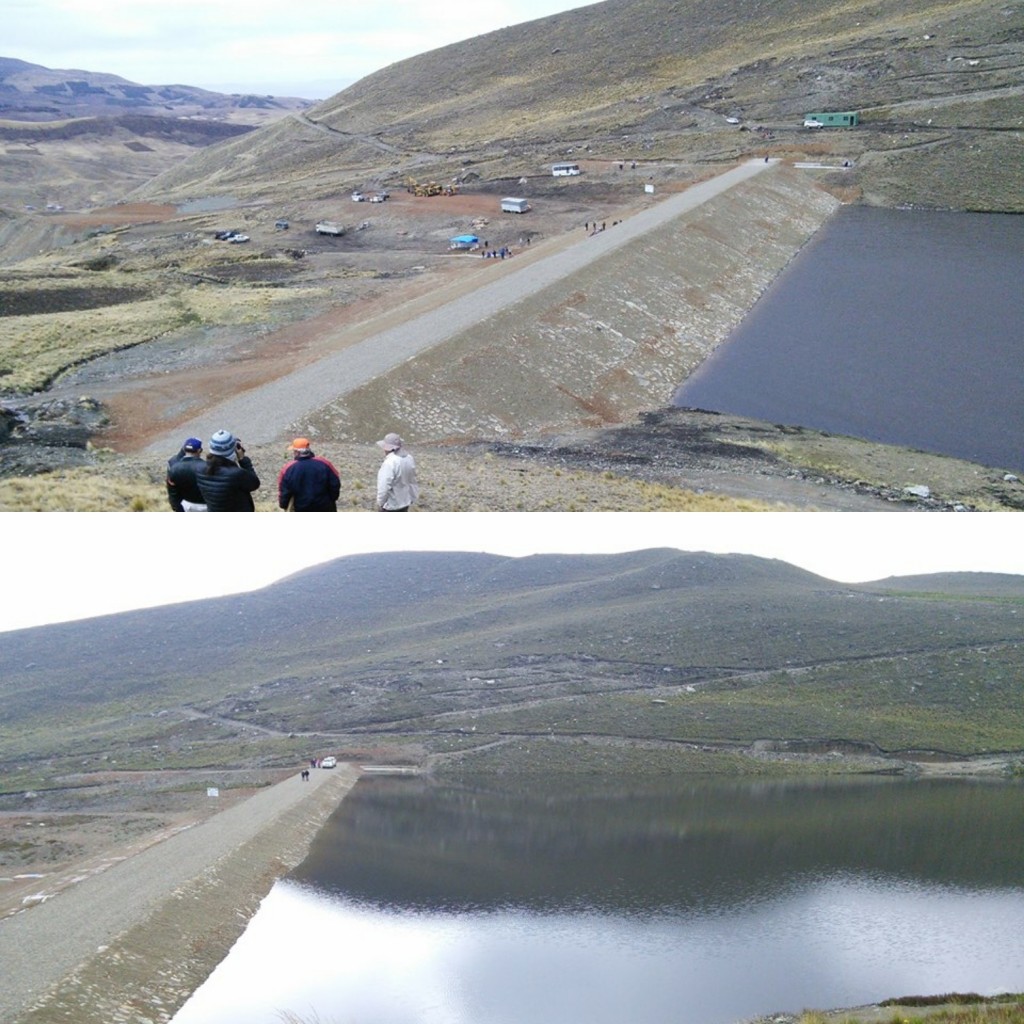 The Wirkini Water Reservoir was completed in October 2016 and quickly filled with about 20 feet of water (top picture). By March 2017 the water was 50 feet deep (bottom picture).